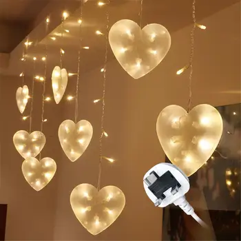 

3.5M 120 Curtain Light LED Heart Light String Fairy Lamp Home Romantic Decor Warm White/Purple/Multicolor