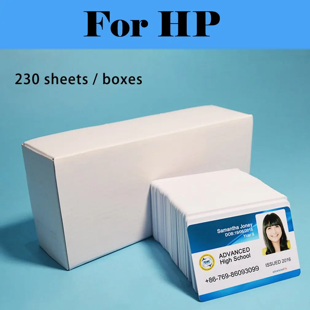 

230pcs Card tray For Inkjet ID cards Thick White blank cards Inkjet Printer For HP PageWide Pro Sprocket 200 Tango X Envy 5549