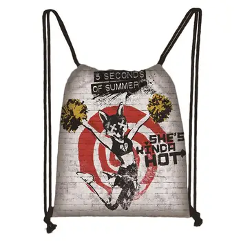 

Custom 5sos Drawstring Daypack Kids Satchel Casual Backpack Teenager Storage Bag Women Men 32x38cm*200610-04