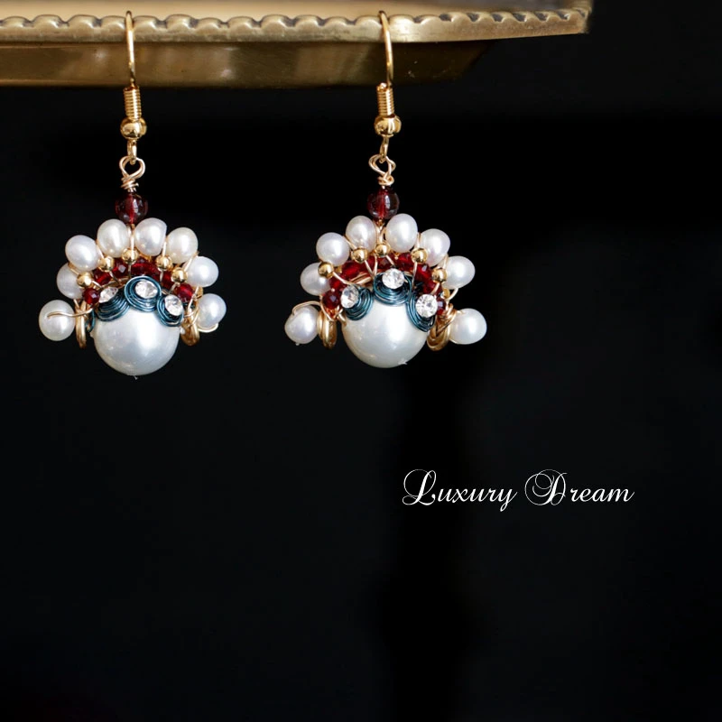 

New Design Woman Natural Pearl Earrings Vintage Chinese Style Earring Women Drop Earrings Personality Originality Ear Jewelry