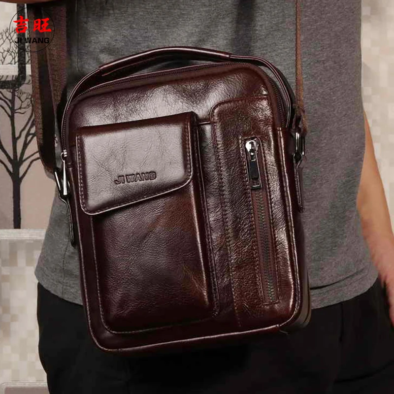 New Genuine Leather Man Messenger Bags Vintage Cow Leather Small Shoulder bag For Male Men's Crossbody Bag Casual Tote handbags