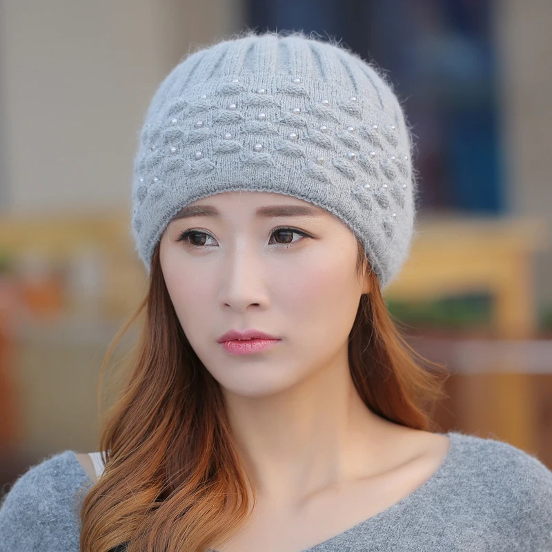 A GBCNYIER женская зимняя теплая шерстяная Трикотажная Шапочка Толстая теплая меховая шапка подарок на год для мамы - Цвет: A