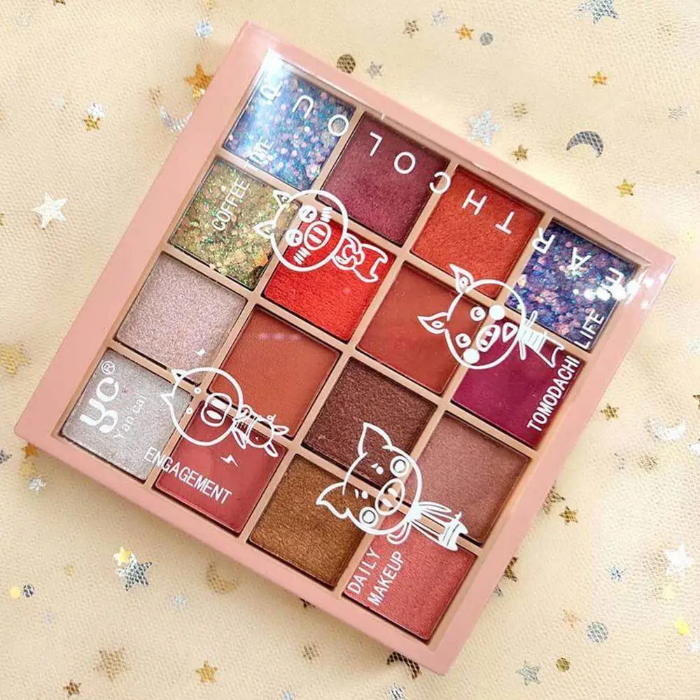 Блестящие тени для век 16 цветов жемчужные Металлические палитра макияжа