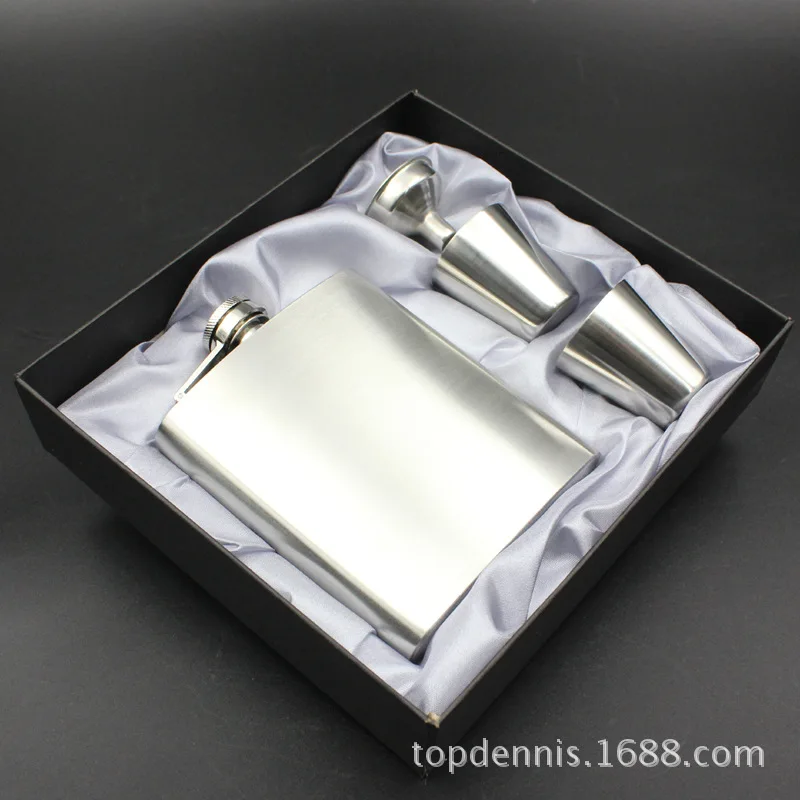 Portable Stainless Steel Flagon 7 Oz Small Wine Pot Top Grade Set Send Wine Glass Funnel Customizable Wine Bottle Gift Box