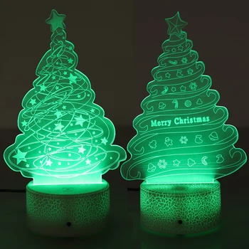 

Remote Control Christmas Tree 3D Light LED Table Lamp Illusion Night Light 7 Color Touch 3AA Battery Powered USB Atmosphere Lamp