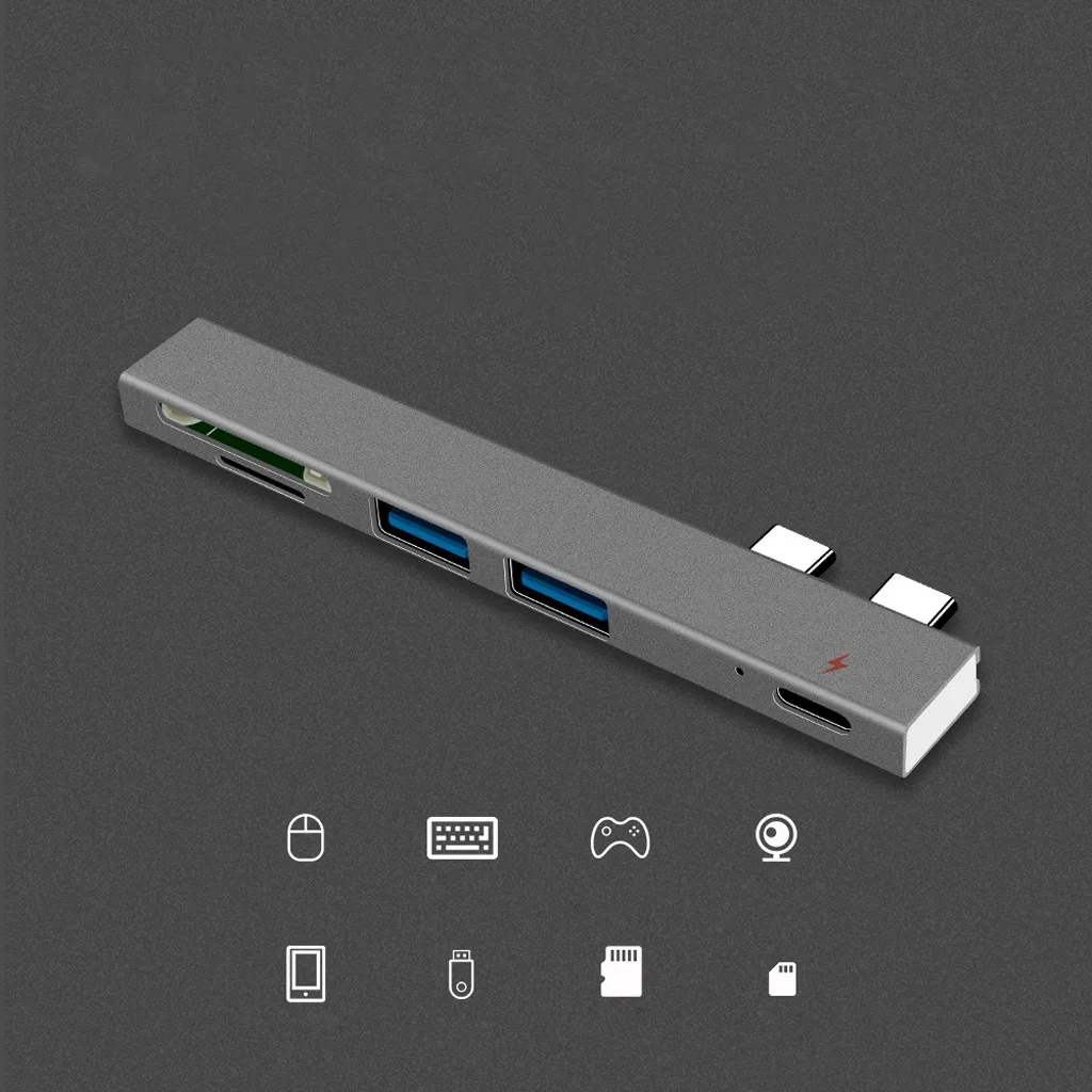 Продуктов USB C концентратор двойной тип C адаптер док-станция с USB PD зарядное устройство SD/TF слот для ПК для Носимых устройств