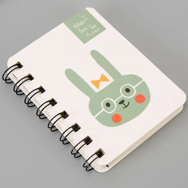 80Page A7 Korea Cartoon Anime Coil Notebook Small Notepad Animal Rollover Office School Learn Supplies Mini Kawaii Diary Journal 1825