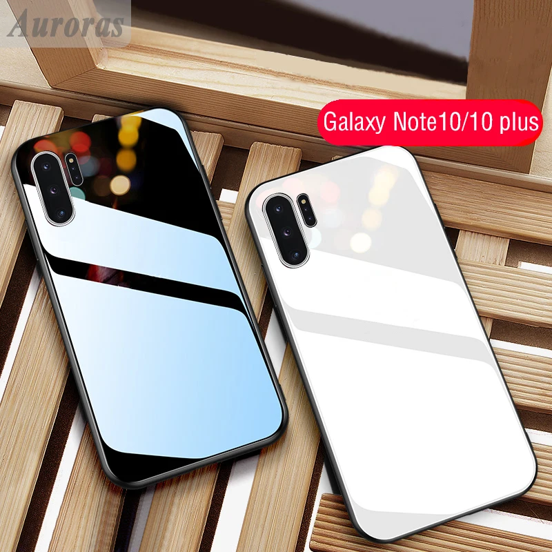 

Auroras Tempered Glass Case For Samsung Galaxy Note 10 Plus Original Soft Frame Shockproof Cover For Samsung Note10 Cases Funda