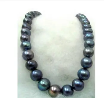 

Jewelry Free Shipping black TAHITIAN pearl necklace 18inch