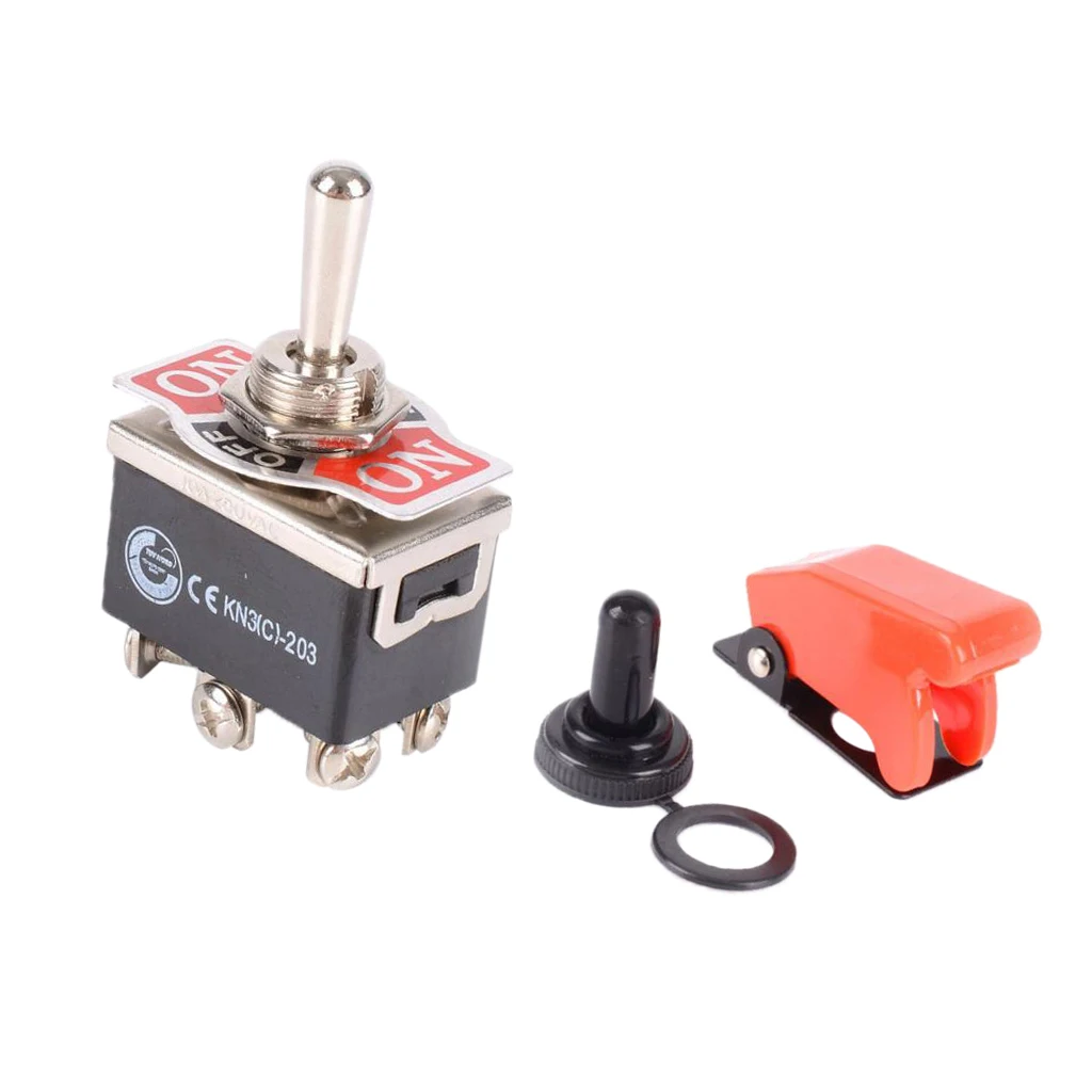 Car Dash Flick Toggle Switch ON/OFF/ON DPDT With Missile Cover Knob Cover