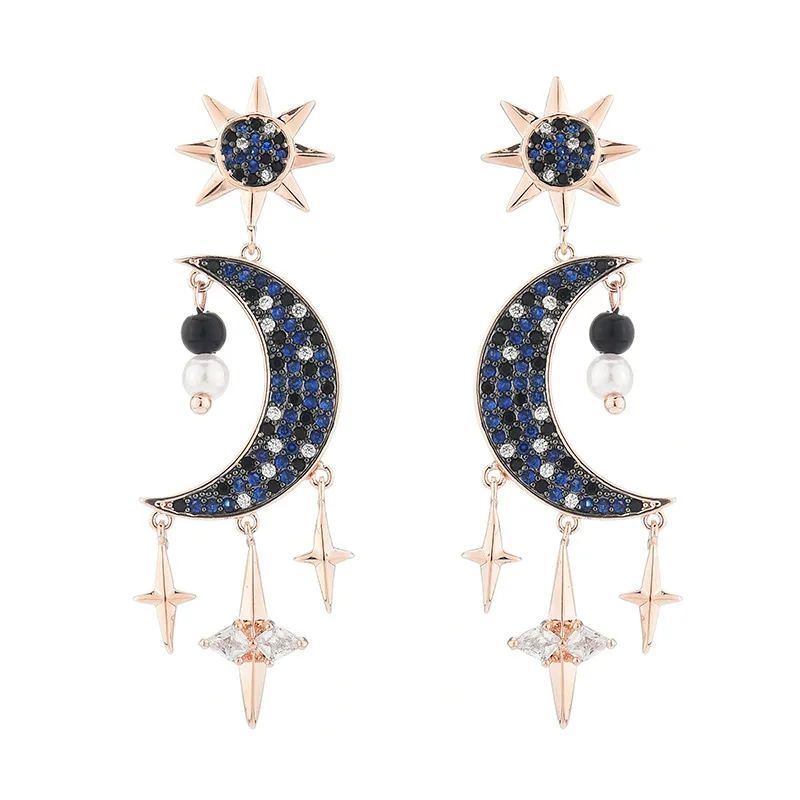 Новые модные роскошные циркониевые серьги-Вишенки в форме звезды и Луны богемные