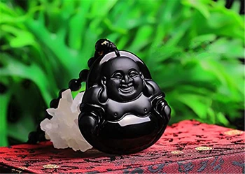 

2020 Fine Jewelry Natural Ice Kind of ObsidianHappy Laughing Maitreya Buddha Sack Monk Necklace Pendant Free Shipping