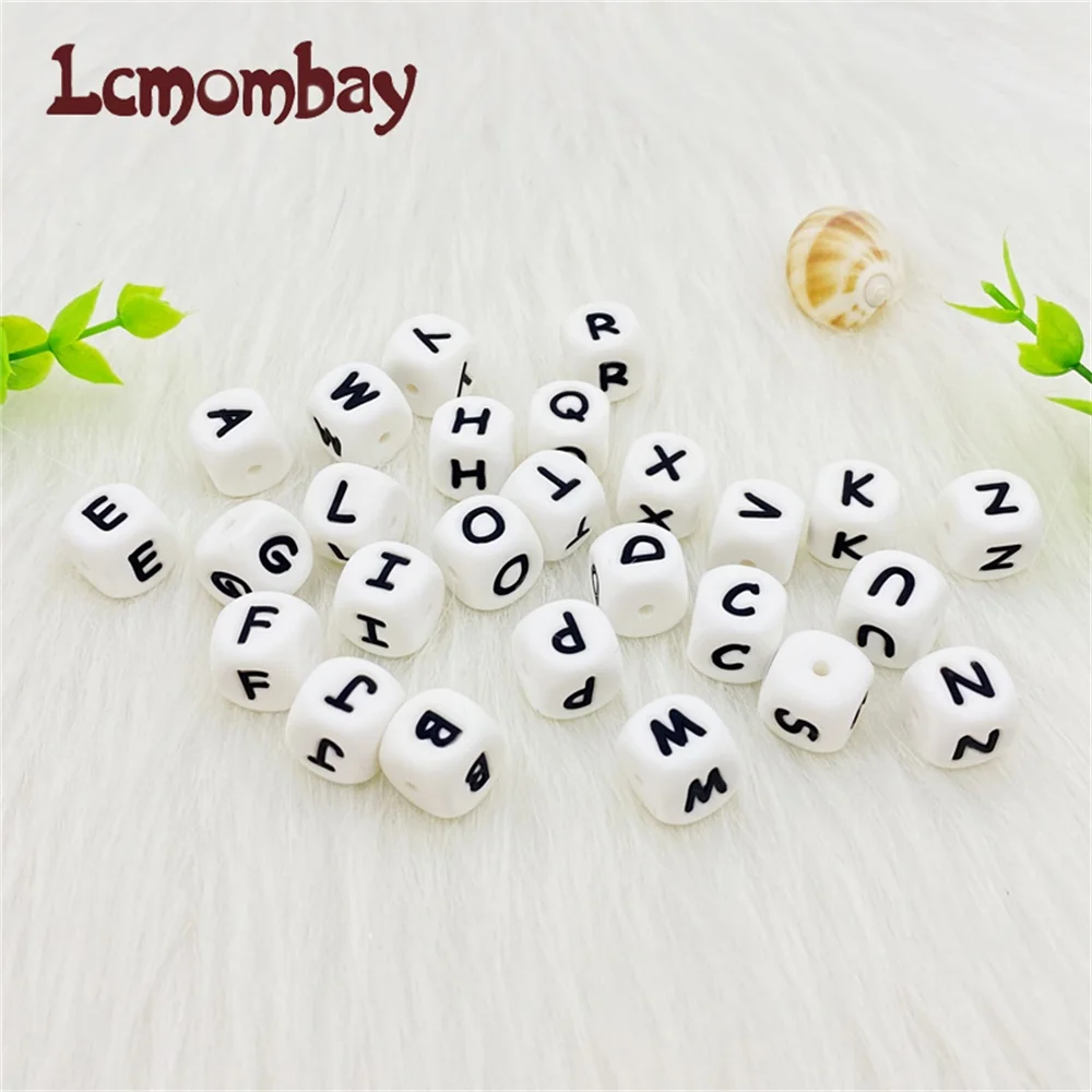 100pcs 12MM Silicone Letters Beads Baby Teething Teethers English Alphabet Letter Beads BPA Free Baby Shower Gifts