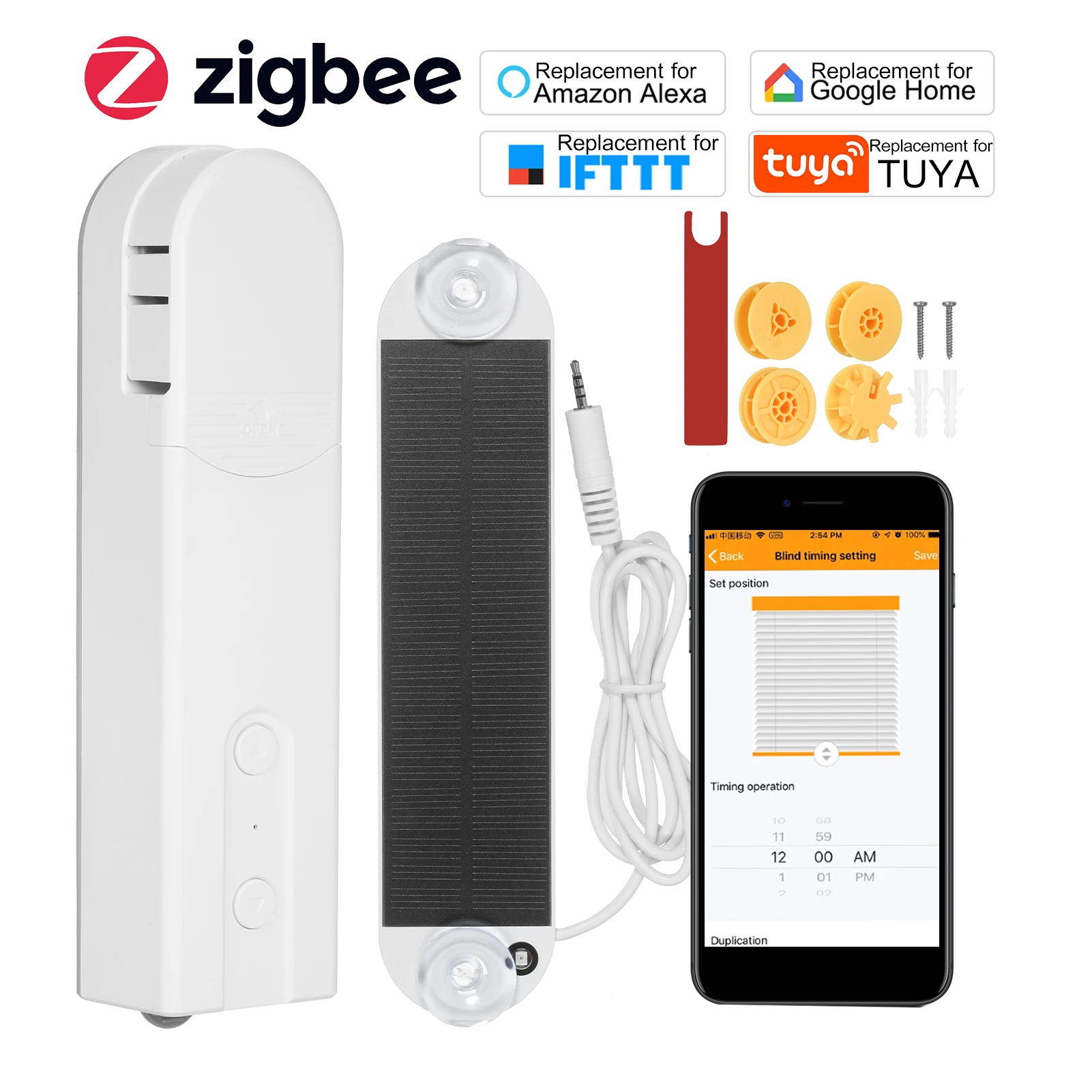 Zigbee/BT Control Smart Blinds Drive Motor Solar Powered TuyaWiFi Motorized Chain Roller Voice Control Shade Shutter Drive Motor