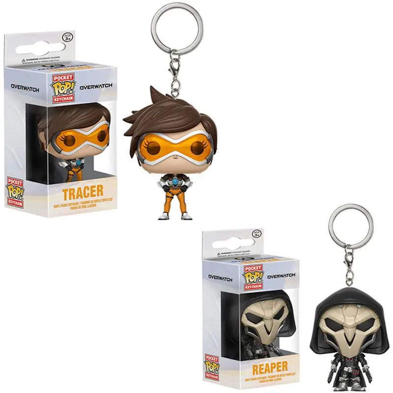 FUNKO POP OverWatche TRACER& REAPER Карманный Брелок Виниловая фигурка Коллекция Модель игрушки