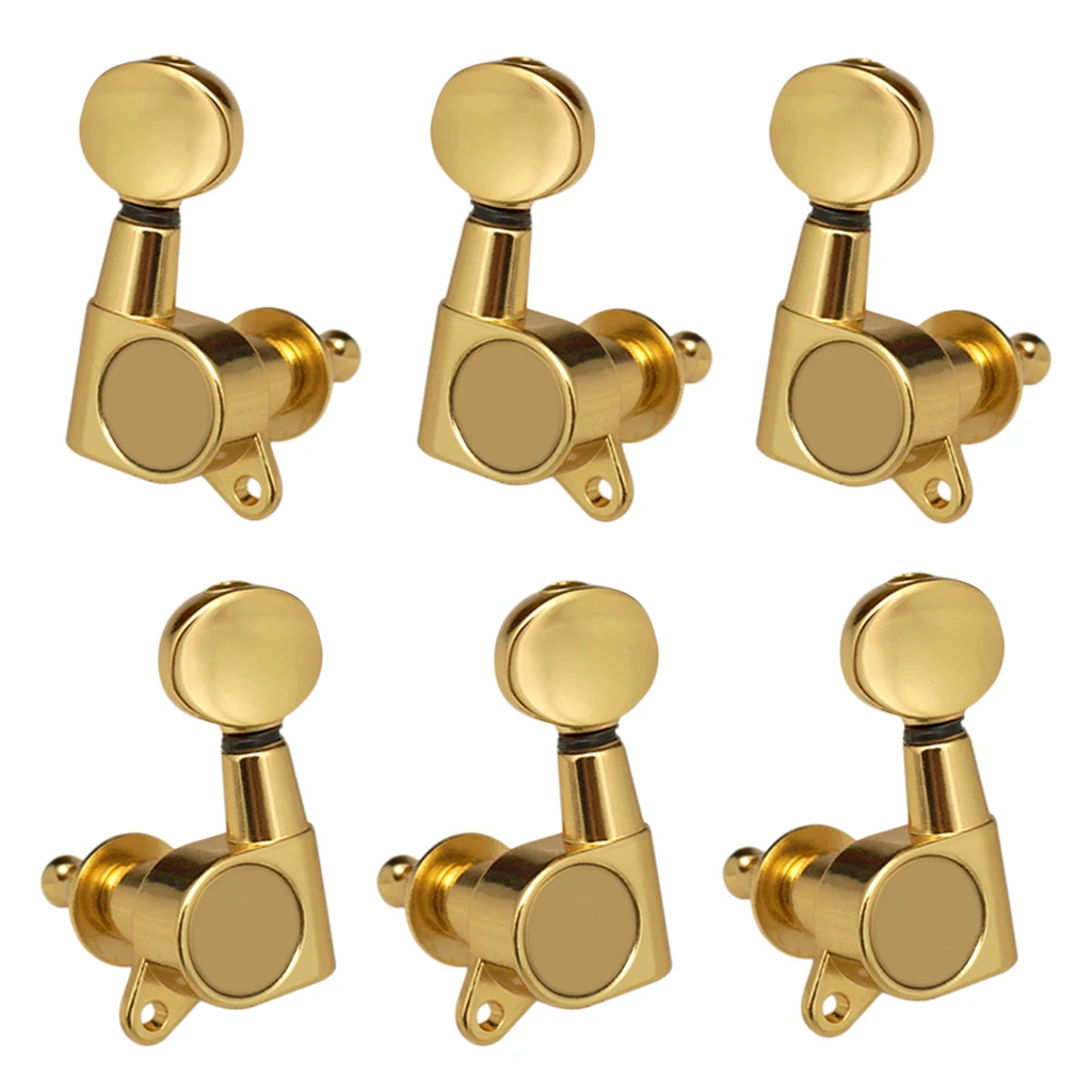 6pcs Tunnel Keys Head Tuning Mechanical 3R3L Retro Zinc Alloy For Electric Guitar - Gold