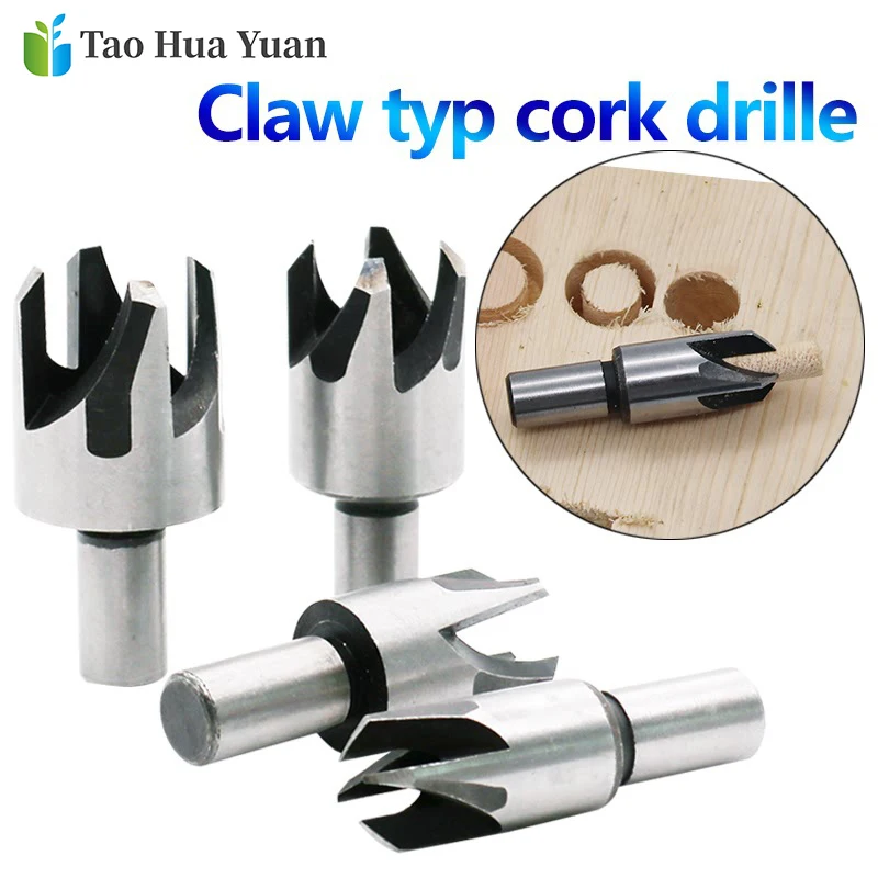 4pcs/set 5/8 1/2 3/8 1/4  Carbon Steel Woodworking Tenon Wood Plug Hole Cutter Drill Bit Dowel Maker Claw Type Cork Drille