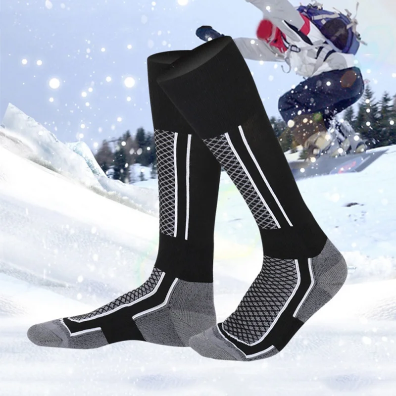 Unisex Long Thick Thermal Warm Snow Ski Hiking Winter Sport Socks Blue M 