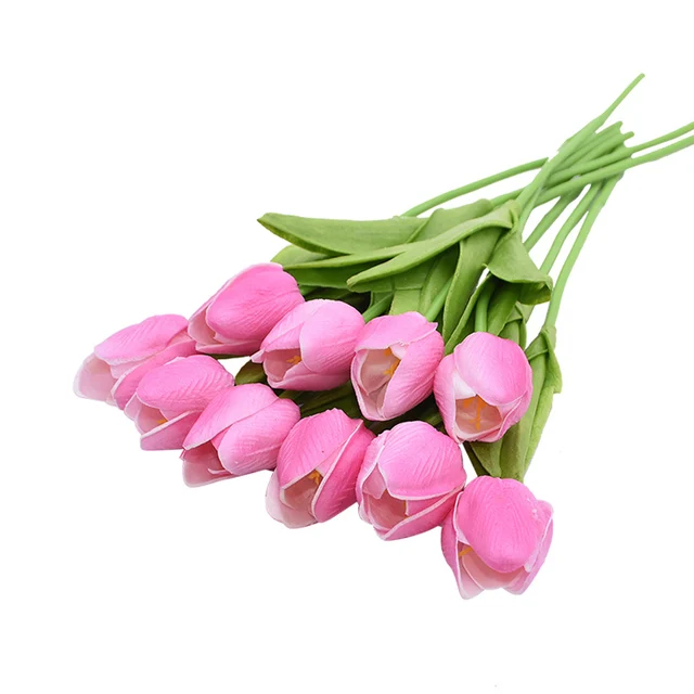 10PCS Tulip Artificial Flower Real Touch Artificial Bouquet Fake Flower for Wedding Decoration Flowers Home Garen Decor F