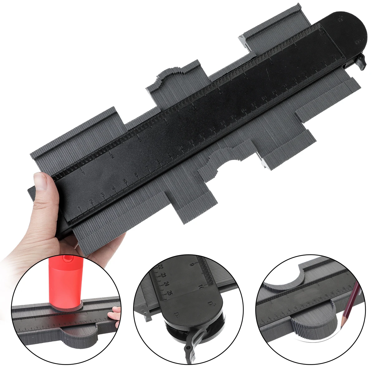 

12/14/25cm New Contour Gauge Plastic Profile Copy Contour Gauges Standard Wood Marking Tool Tiling Laminate Tiles Tool