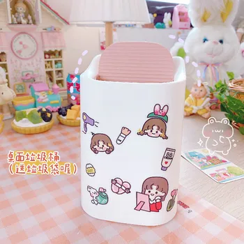 

Cartoon Flip Desktop Trash Can Creative Cute Home Living Room Office Coffee Table Trash Can Reusable Mini Trash Storage Bags