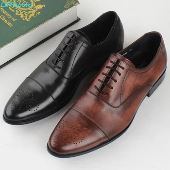 

QYFCIOUFU 2019 Hot Handmade Fashion Luxury Brogue Wedding Office Party brand formal shoes Genuine Leather Men's dress shoes