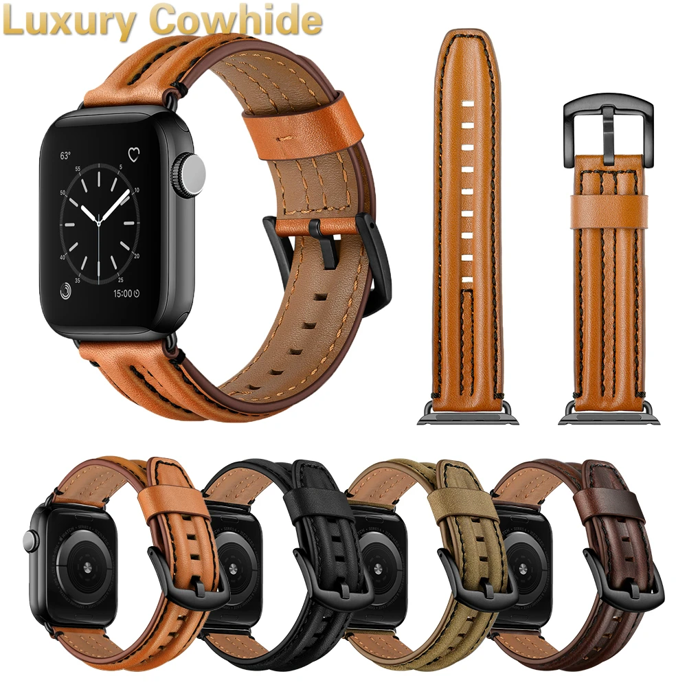 Luxury Cowhide Bracelet for Iwatch 6 Strap Double Track Texture Watch Wristband Series 3 5 4 for Apple Watch 38M 42mm 40mm 44mm
Luxury Cowhide Bracelet for Iwatch 6 Strap Double Track Texture Watch Wristband Series 3 5 4 for Apple Watch 38M 42mm 40mm 44mm