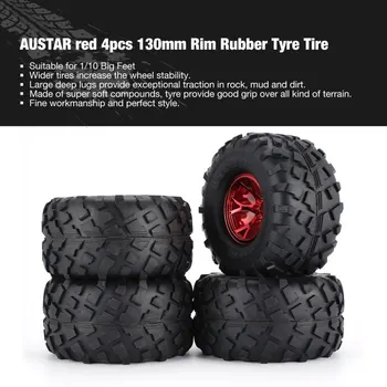 

AUSTAR 4pcs AX-3004 130mm Rim Rubber Tyre Tire Wheel Plastic Hub for 1/10 RC Bigfoot Model HSP HPI Beadlock Spare Parts fz