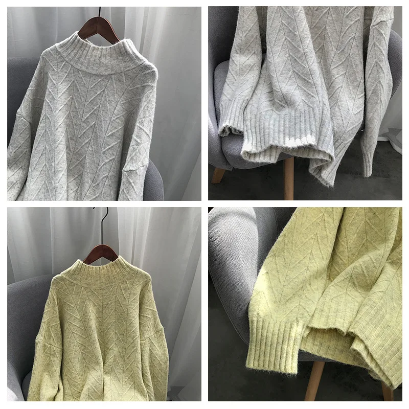Новинка, зимний свободный свитер от ветра, женский корейский Тонкий теплый вязаный пуловер 19214