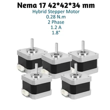 

5PCS Nema17 42 Hybrid Stepper Motor 0.28Nm 34mm 4-Lead 1.8Degree 1.2A 5mm Milling Shaft for DIY 3D Printer CNC Engraving Machine