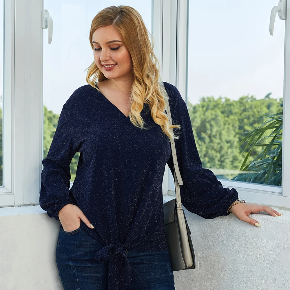 

Bohisen Women Plus Size Shirts Long Sleeve T Shirt Women Autumn V Neck Pullover Top Tees Casual Female Clothes 2019 XL-XXXXL