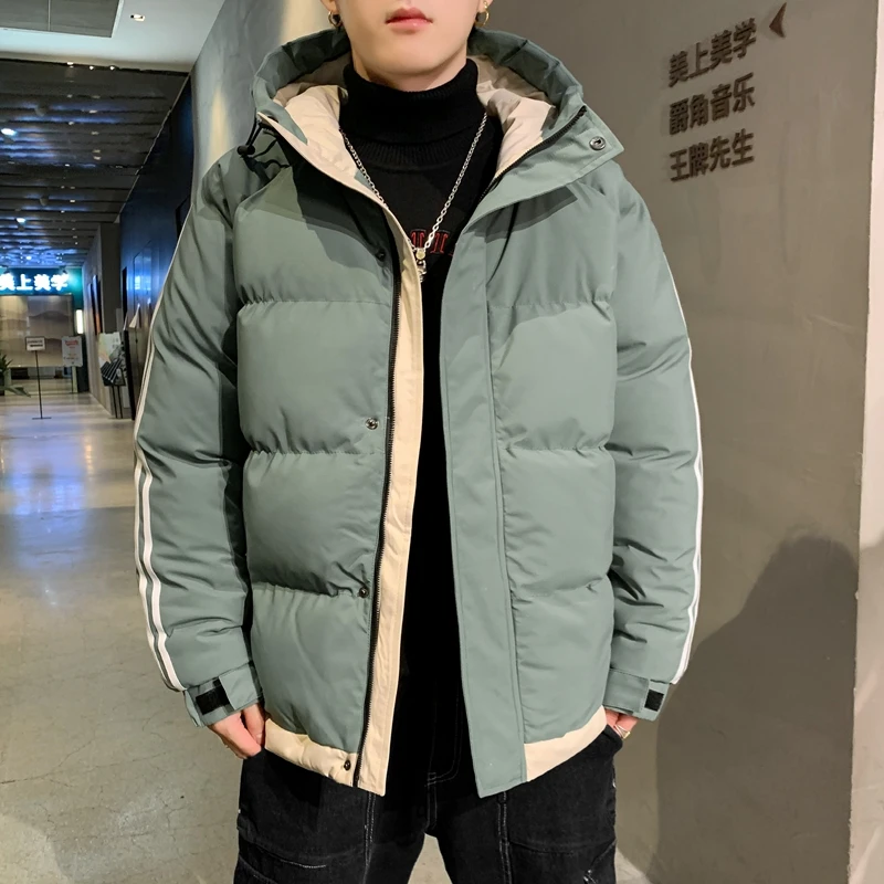 2021 new winter men's casual padded jacket thickened loose bread jacket hooded coat large size for fat men student 100kg