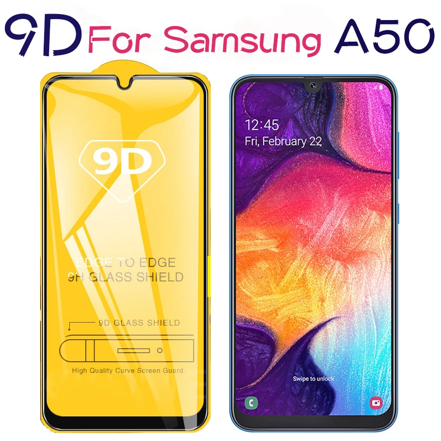 

9D Full cover on the for Samsung Galaxy A50 Case protective glass for samsung galaxy A50 samsun sumsan sumsang galax A 50 cover