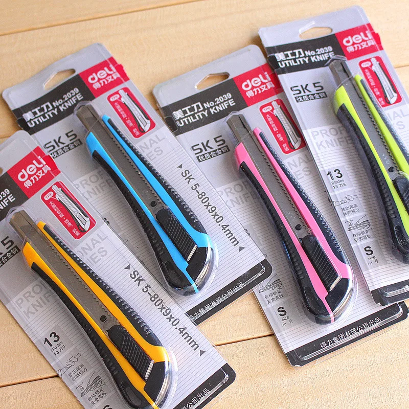 

Deli Stationery 2039 Knife Small Fully Bag Plastic Paper Cutter Tool Knife Paper Cutting Knife qiang zhi dao Office Supplies