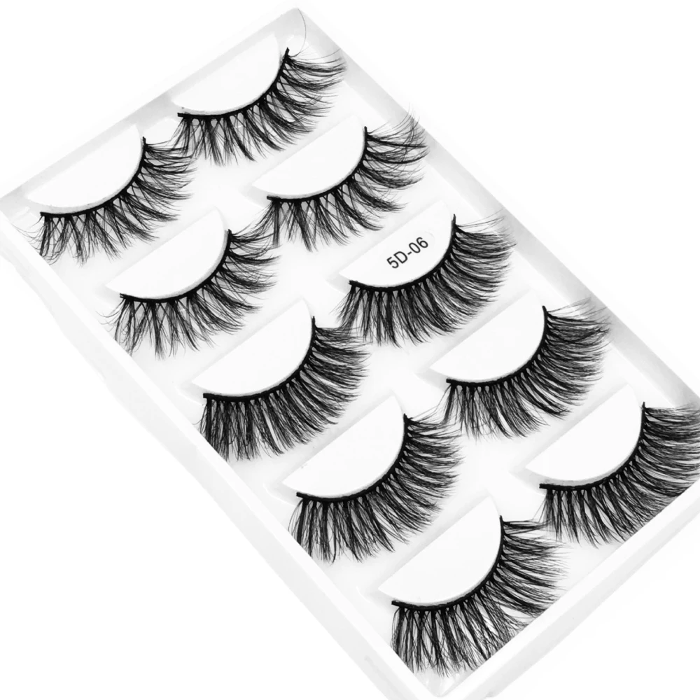 5 Pairs 3d Faux Mink False Eyelashes Thick Volume Natural for Beauty Makeup Extension Fake Eyelashes Strip Lashes Laser Box