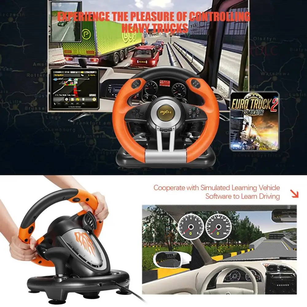Новое гоночное рулевое колесо thrdmaster ps4 PXN V3II simracing с педалью тормоза для ПК/PS3/PS4/XBOX