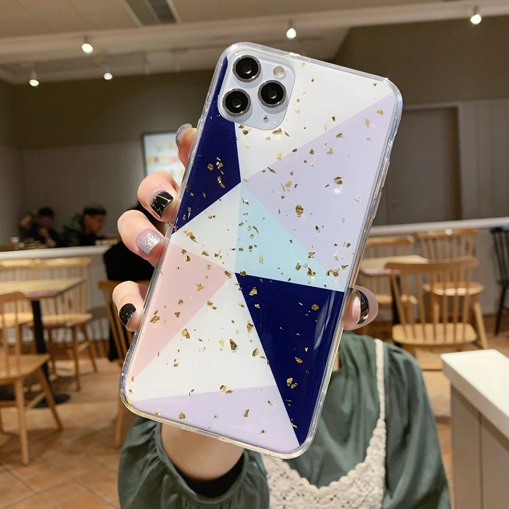LOVECOM золотой порошок геометрический граффити чехол для телефона для iPhone 11 Pro Max XR XS Max 6 6S 7 8 Plus X Мягкая эпоксидная задняя крышка подарок - Цвет: m