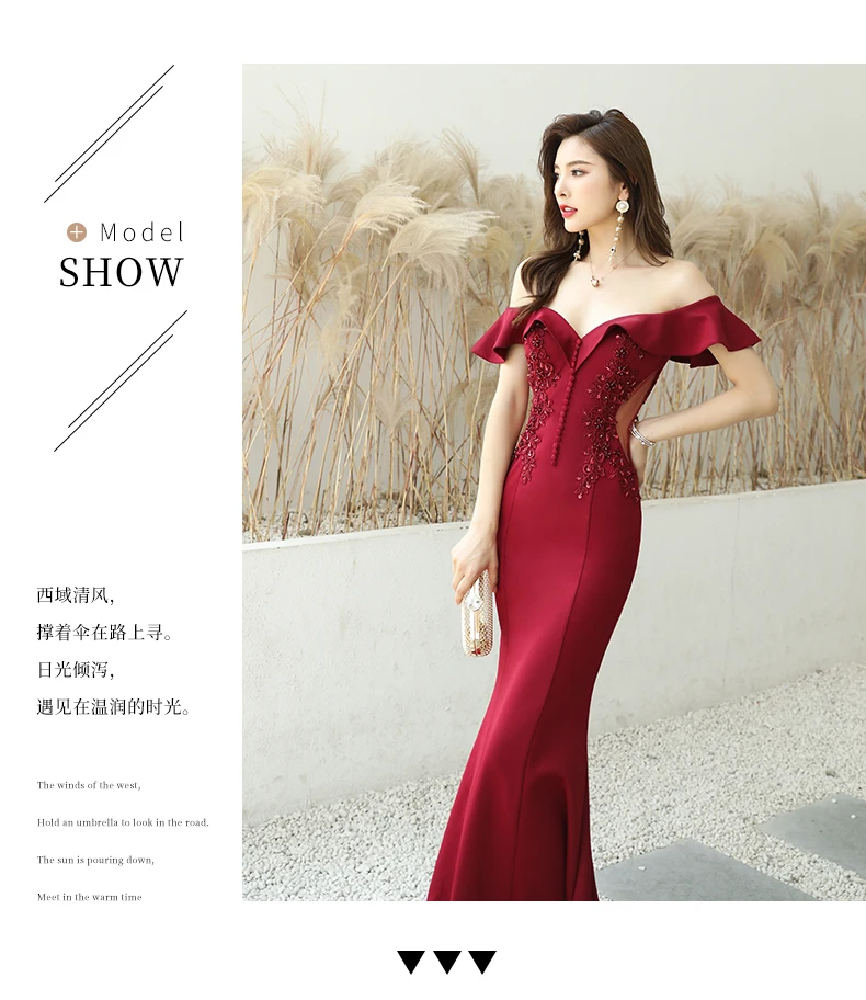 New sexy wine long mermaid lady girl women princess banquet performance party ball prom dress gown free shipping burgundy prom dresses