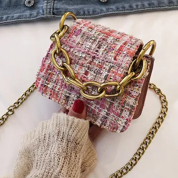 

2020 Winter Fashion New Female Square Tote bag Quality Woolen Women's Designer Handbag Ladies Chain Shoulder Crossbody Bag