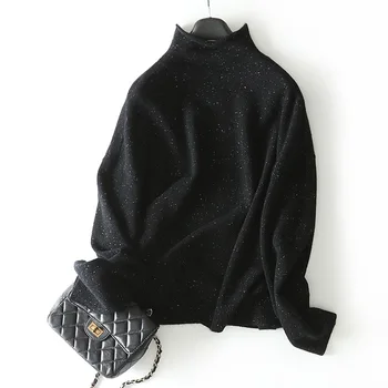 

Women Oversize Basic Knitted Turtleneck Sweater Female Solid Turtleneck Collar Pullovers Warm Red