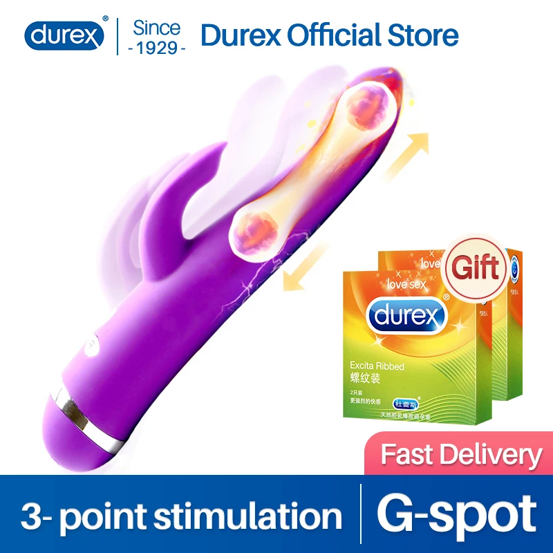Вибратор Durex в виде кролика 2 мотора 3 точки Стимулятор G влагалище