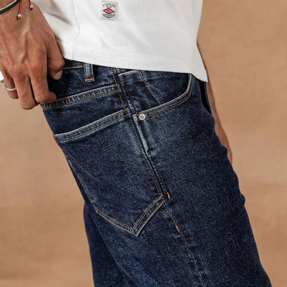 Skup SIMWOOD 2019 jesień zima nowe, dżinsowe mężczyźni moda klasyczna dżins wysokiej jakości spodnie dżinsowe plus size 190408