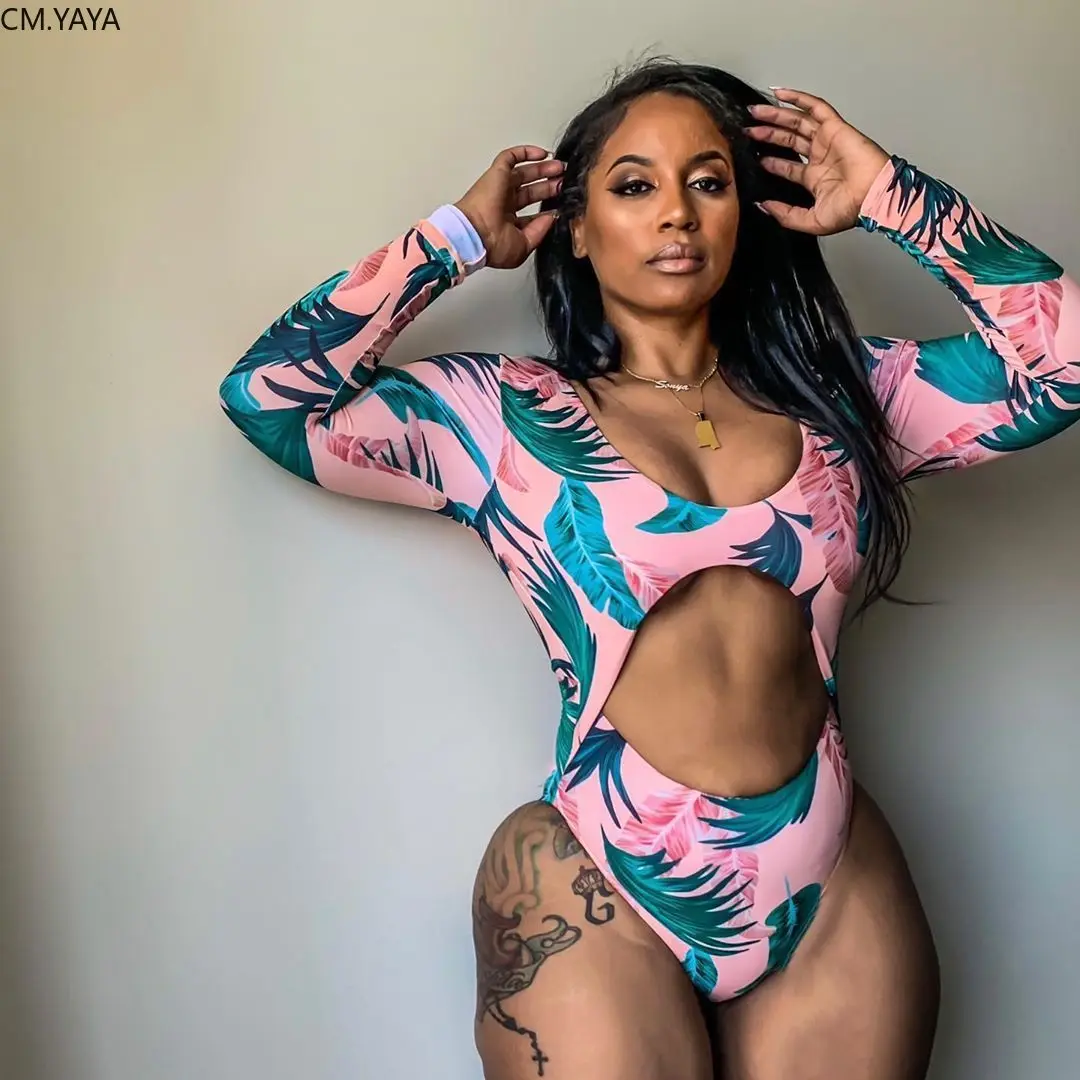 

2019 summer women bodysuit Full sleeve print open back sexy beach nigth club swimsuit Backless jumpsuit Romper GLLD8383