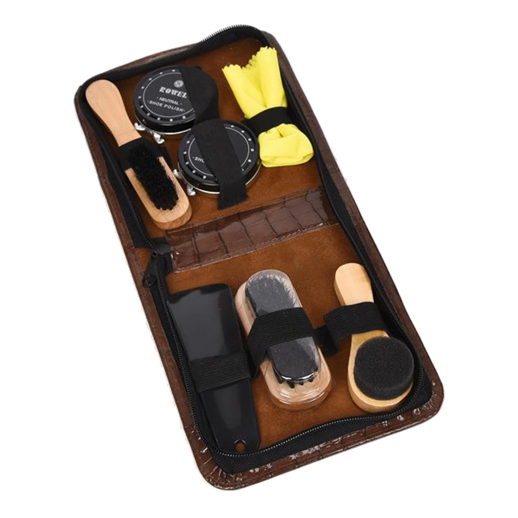 8 Pcs/Set Pro Shoes Care Kit Portable For Boots Sneakers Cleaning Set Brush Shine Polishing Tool For Leather Shoes