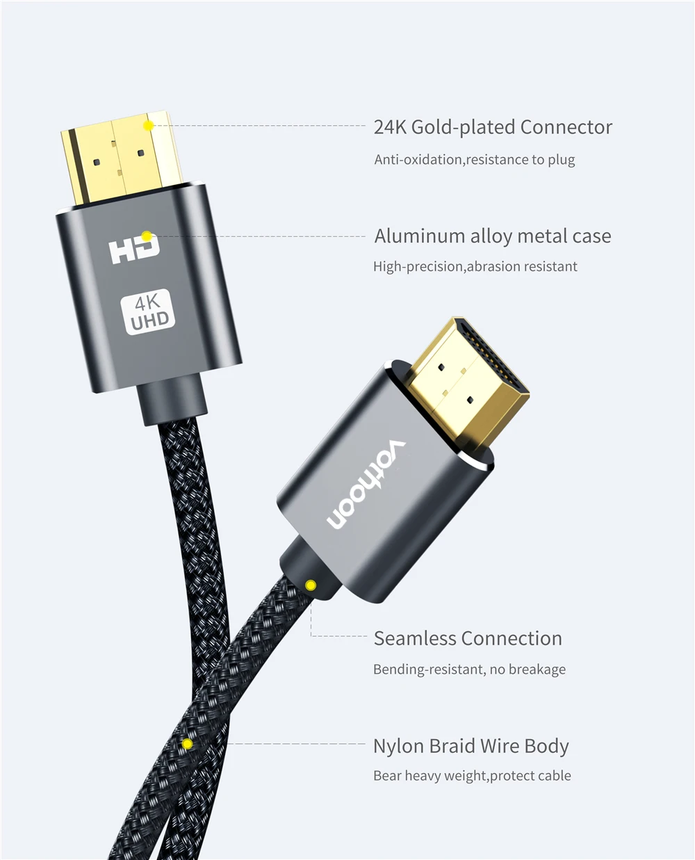 Vothoon 4K 60Hz HDMI 2,0 кабель HDMI к HDMI кабель Ethernet кабель для PS3 проектор HD lcd Apple tv компьютер ноутбук к Displayer