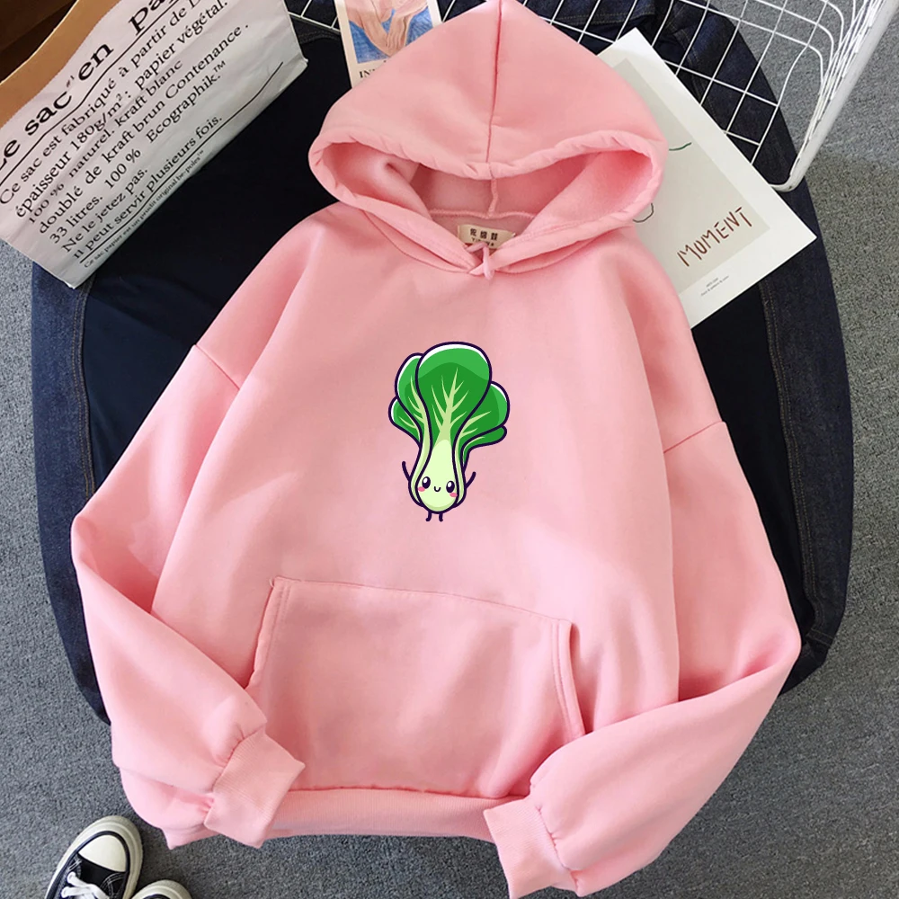 Fashion Funny Women Hoodies Spring Vegan and Men Hip Hop Cute Hooded Green Plant Aesthetic Sweatshirt Pocket Street Casual | Женская