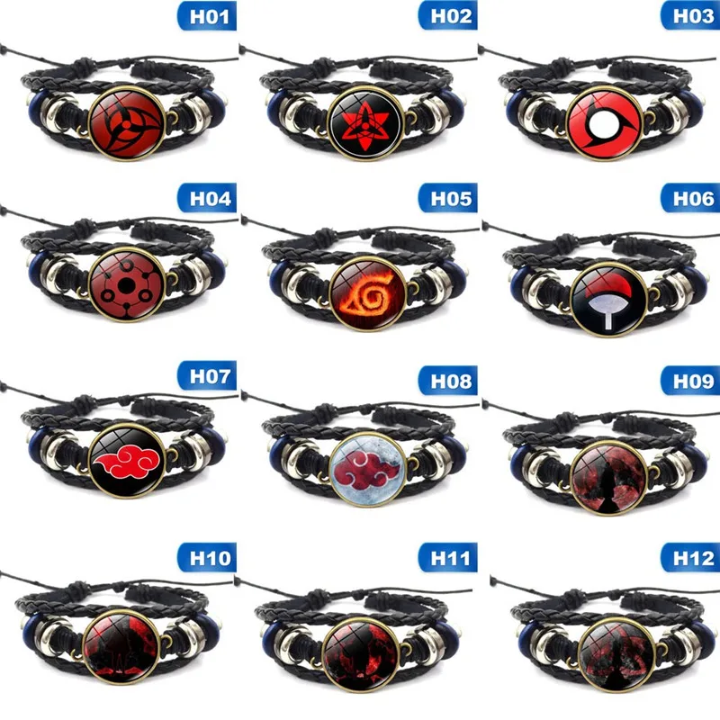 Браслет Sharingan Eye Аниме Наруто плетеный кожаный браслет Наруто Саске Учиха Клан Риннеган тайчи Какаши Косплей ювелирные изделия