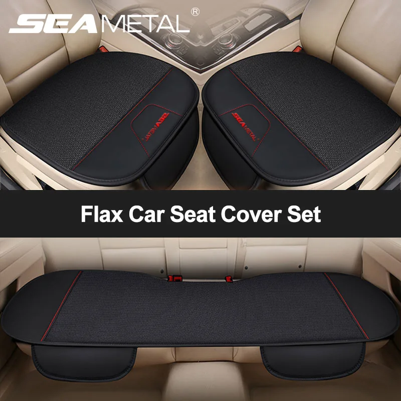 Flax Car Seat Cover Set Universal Linen Vehicle Seat Cushion