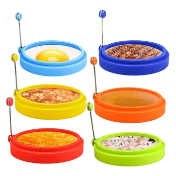 

6Pcs Silicone Egg Rings, 4 Inch Egg Ring for Frying Eggs, Egg Mcmuffin Ring, Non Stick Fried Egg Ring Mold, Pancake Ring
