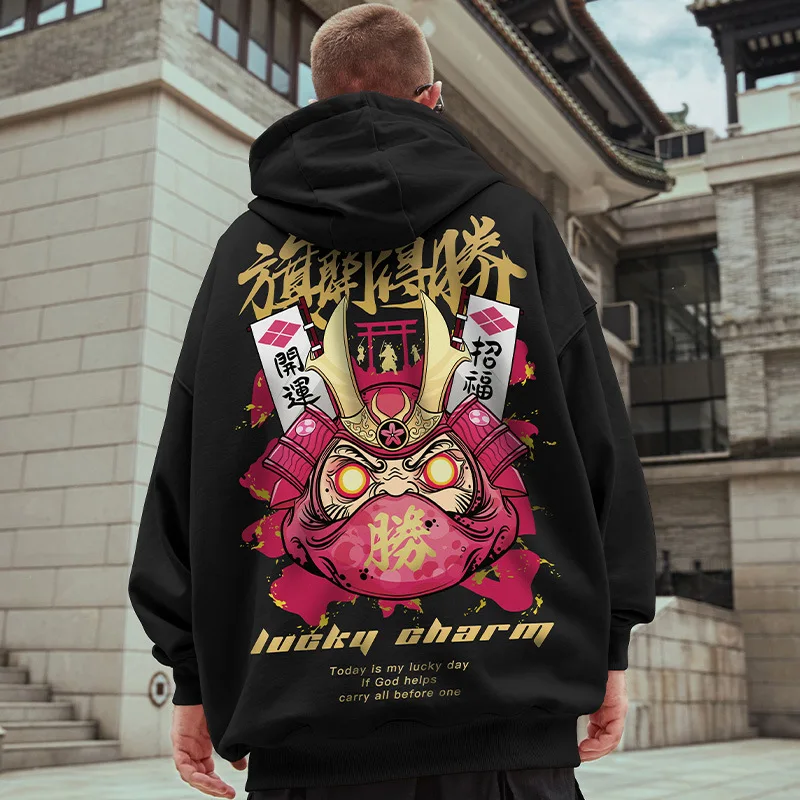 

Japanese Hoodie Men Streetwear Grafic Pullover Hooded Sweatshirts Male Hip Hop Evil Print Fleece Winter Coat Women Black 7XL 8XL